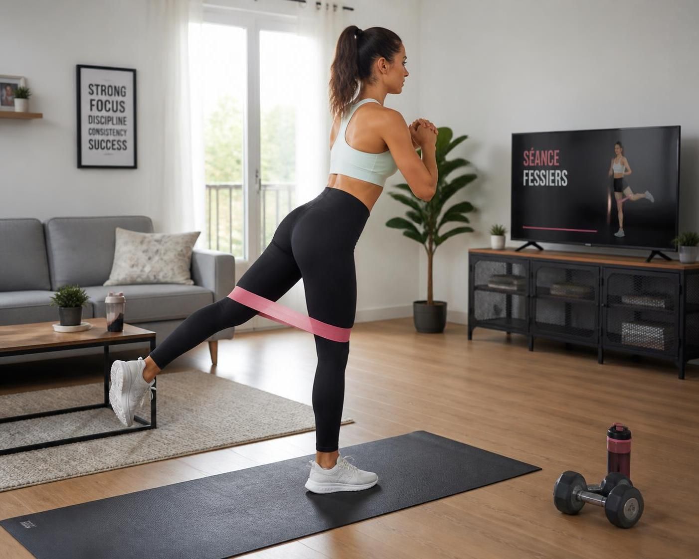 découvrez l'exercice fessier élastique debout, la routine parfaite pour tonifier vos muscles sans utiliser de matériel. simple, efficace et accessible à tous !