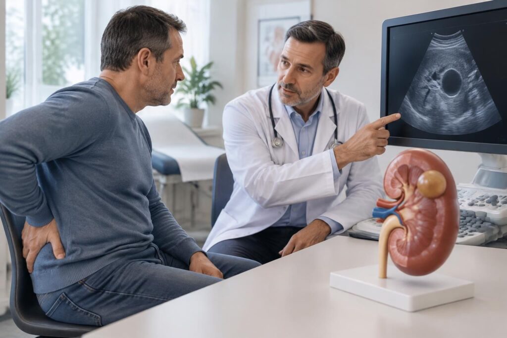 kyste au rein : découvrez les symptômes possibles, les signes à surveiller et les examens utilisés pour établir le diagnostic.